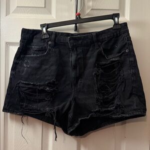 American Eagle Outfitters Black Distressed Women Shorts